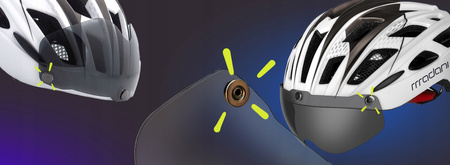 KASK ROWEROWY BIAŁY REGULOWANY KASK Z SZYBKĄ MADANI 57-61 CM